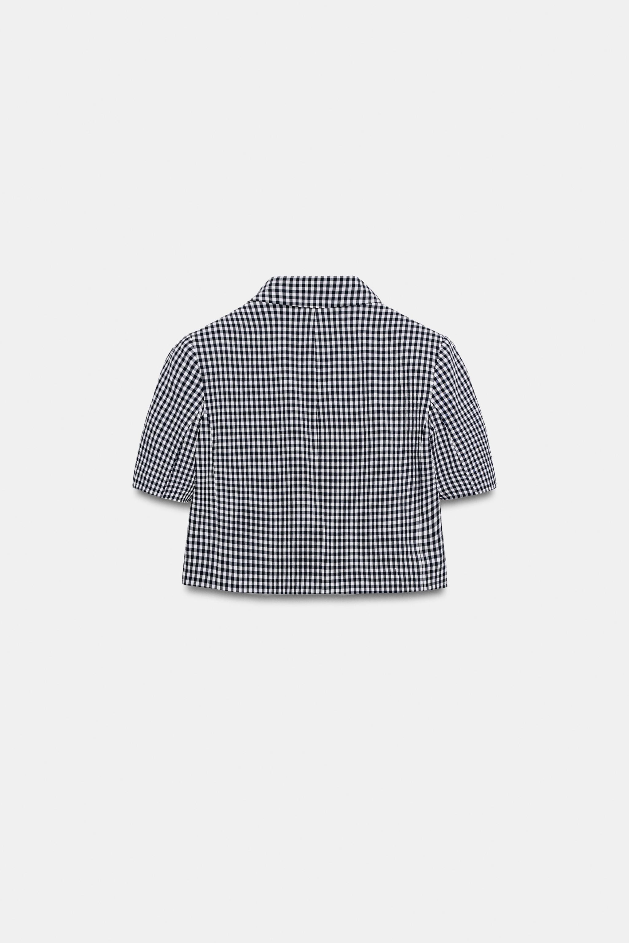 SHORT GINGHAM BLAZER
